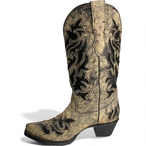 Corral Leather Western Cowgirl Snip Toe Glitter Boots Women's 7 - Picture 5 of 13